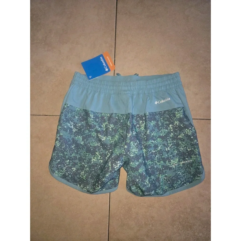 Columbia Kids Sandy Shores Boardshorts Blue Green Digital Camo AG0015-363 Size M